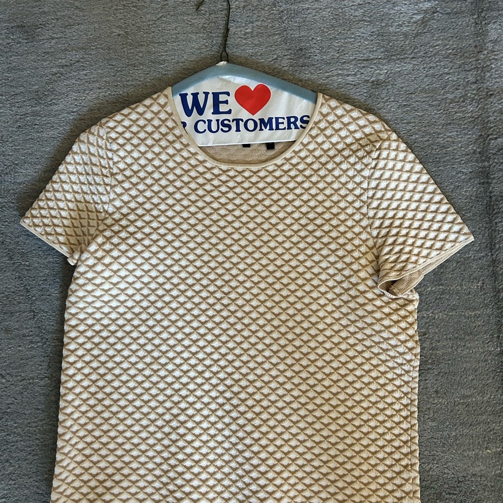 Theory Beige Diamond Pattern Tee